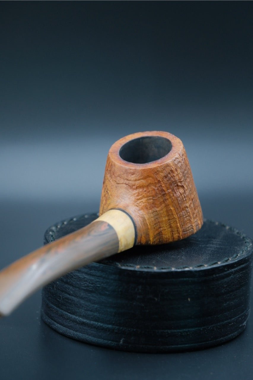 HE. Amber Stem Poker Pipe - HEMD