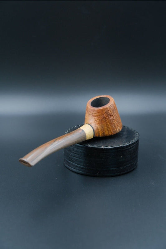 HE. Amber Stem Poker Pipe - HEMD