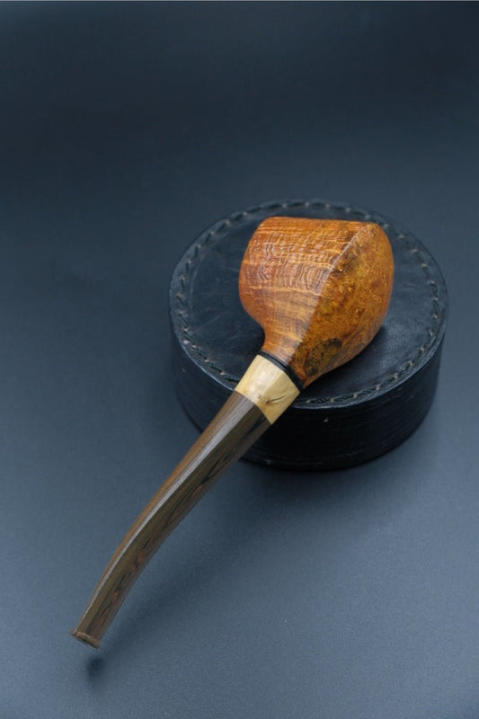 HE. Amber Stem Poker Pipe - HEMD
