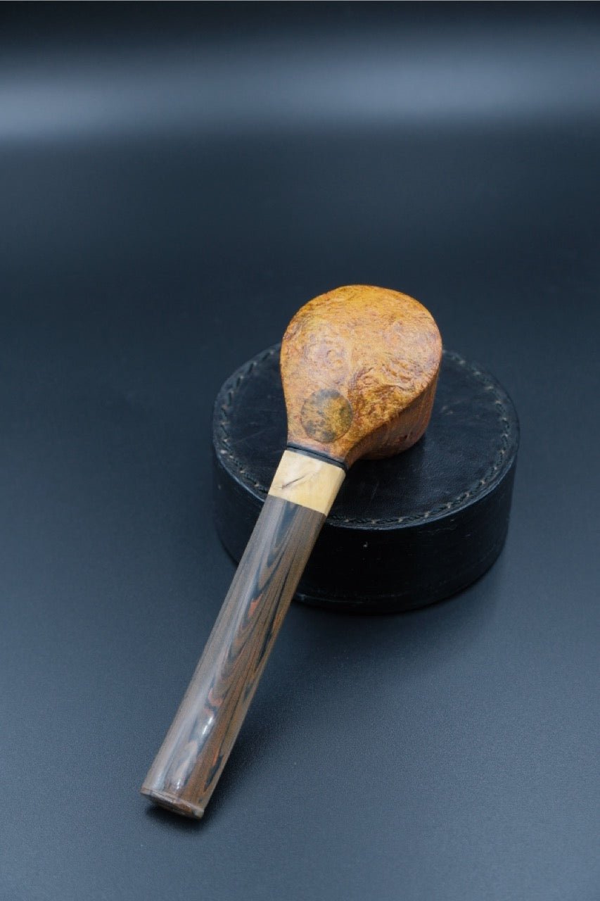 HE. Amber Stem Poker Pipe - HEMD