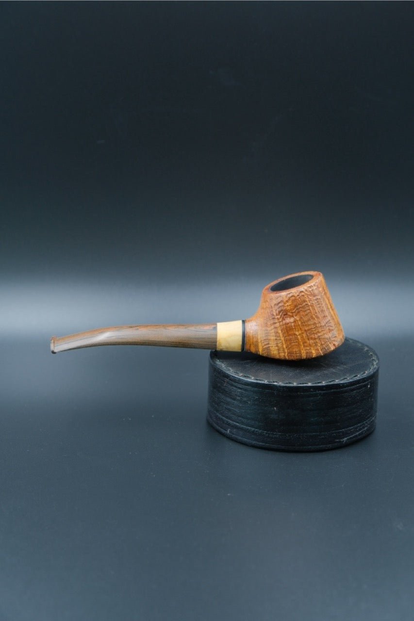 HE. Amber Stem Poker Pipe - HEMD